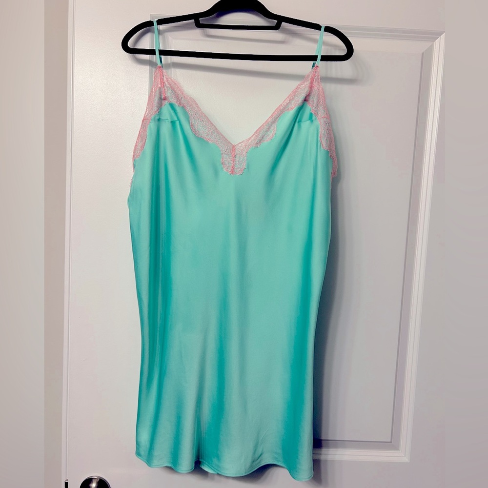 Victoria’s Secret Tease Satin Lace-Trim Mini Slip